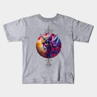 Wonderful colorful unicorn with flowers Kids T-Shirt